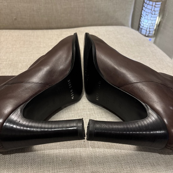 Vintage Nine West Espresso Brown Genuine Leather Ankle Heel Boots 90s Office - Picture 14 of 15